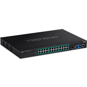 TRENDnet TI-RP262i 26-Port Gigabit Managed Ethernet Switch, 24 Gigabit PoE+ & 2 Gigabit SFP ports, 52 Gbps switching capacity, Rackmount